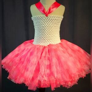 Handmade Pink Polka Dot Tutu Dress – 2T–4T, Lined Bodice, Ready to Ship